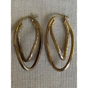Vintage JCM 925 Sterling.Silver twisted oval hoop earrings Estate jewelry